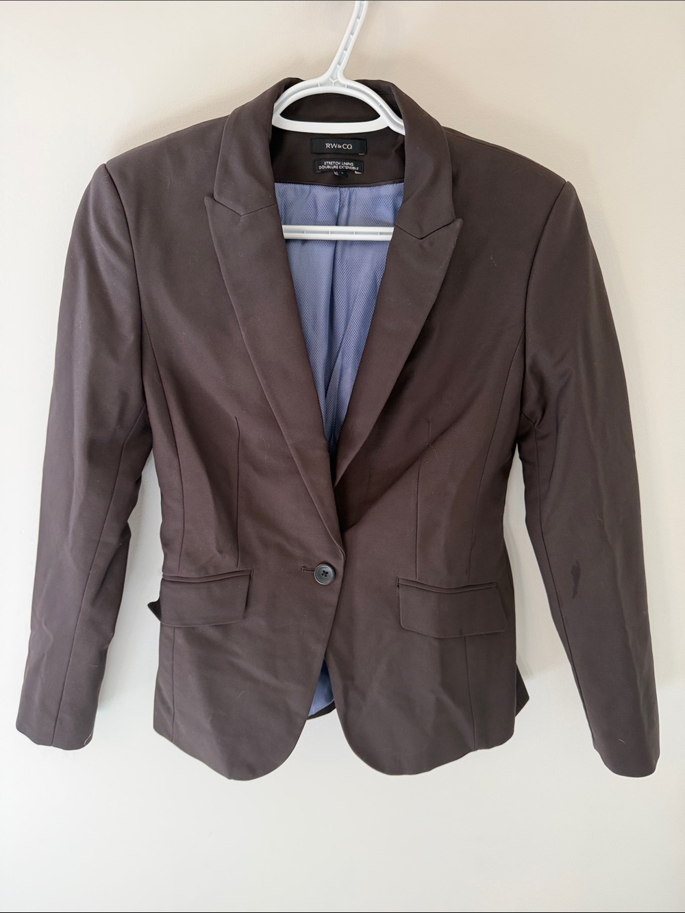 RW&CO. Women's Dark Brown Single-Button Tailored Blazer